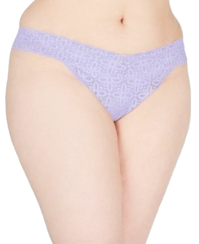 Jenni Womens Thong Panty Purple OS Fits 1X 2X 3X NWT Lace Stretch