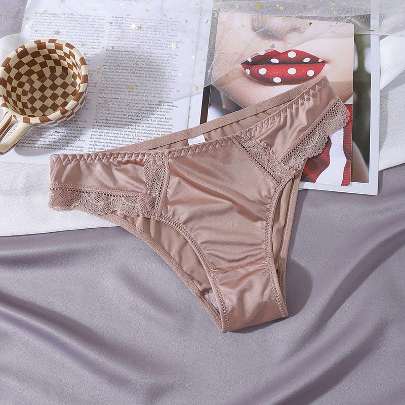 4-piece set of sexy women’s satin underwear, bikini thong underwear, lingerie