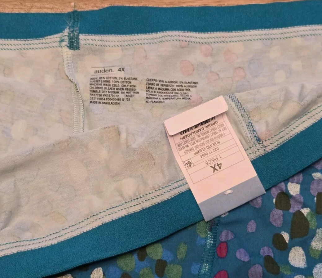 Women’s Lace Trim Cotton Boy Shorts – Auden Blue Size 4X