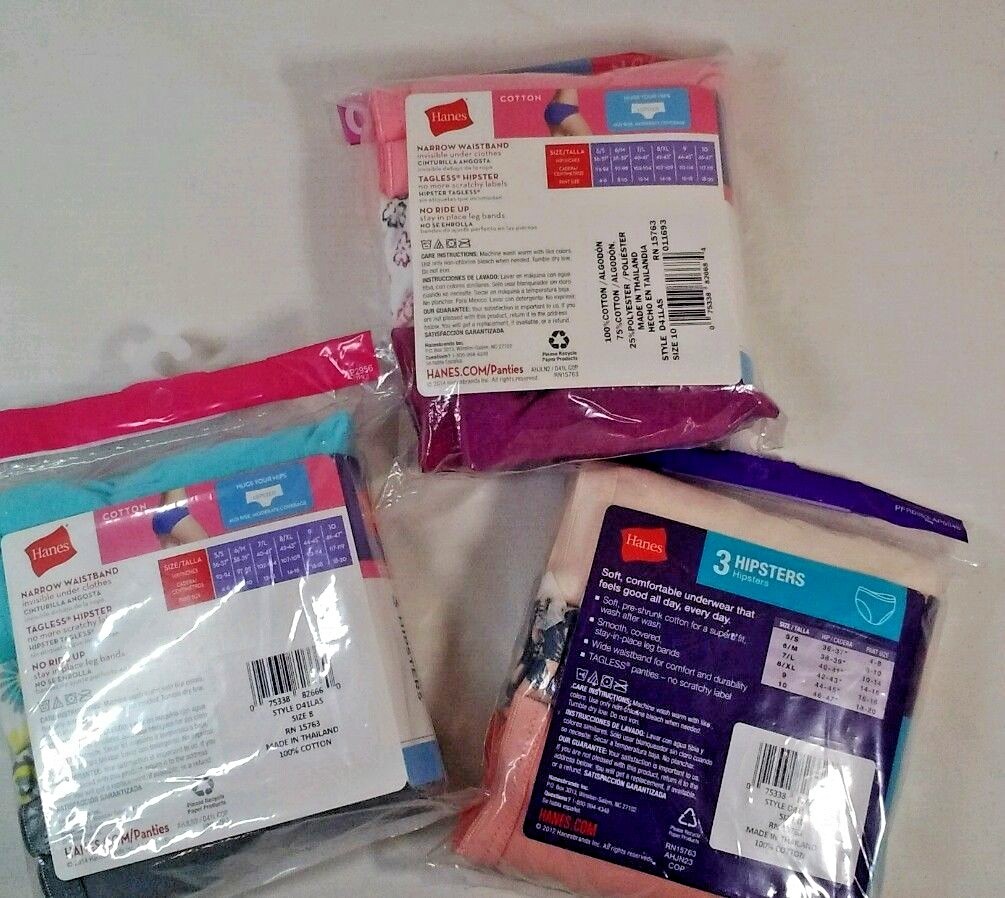Hanes Ladies Cotton Hipsters Choice 5, 6,7,8,9 or 10 New 3 pack Random Colors