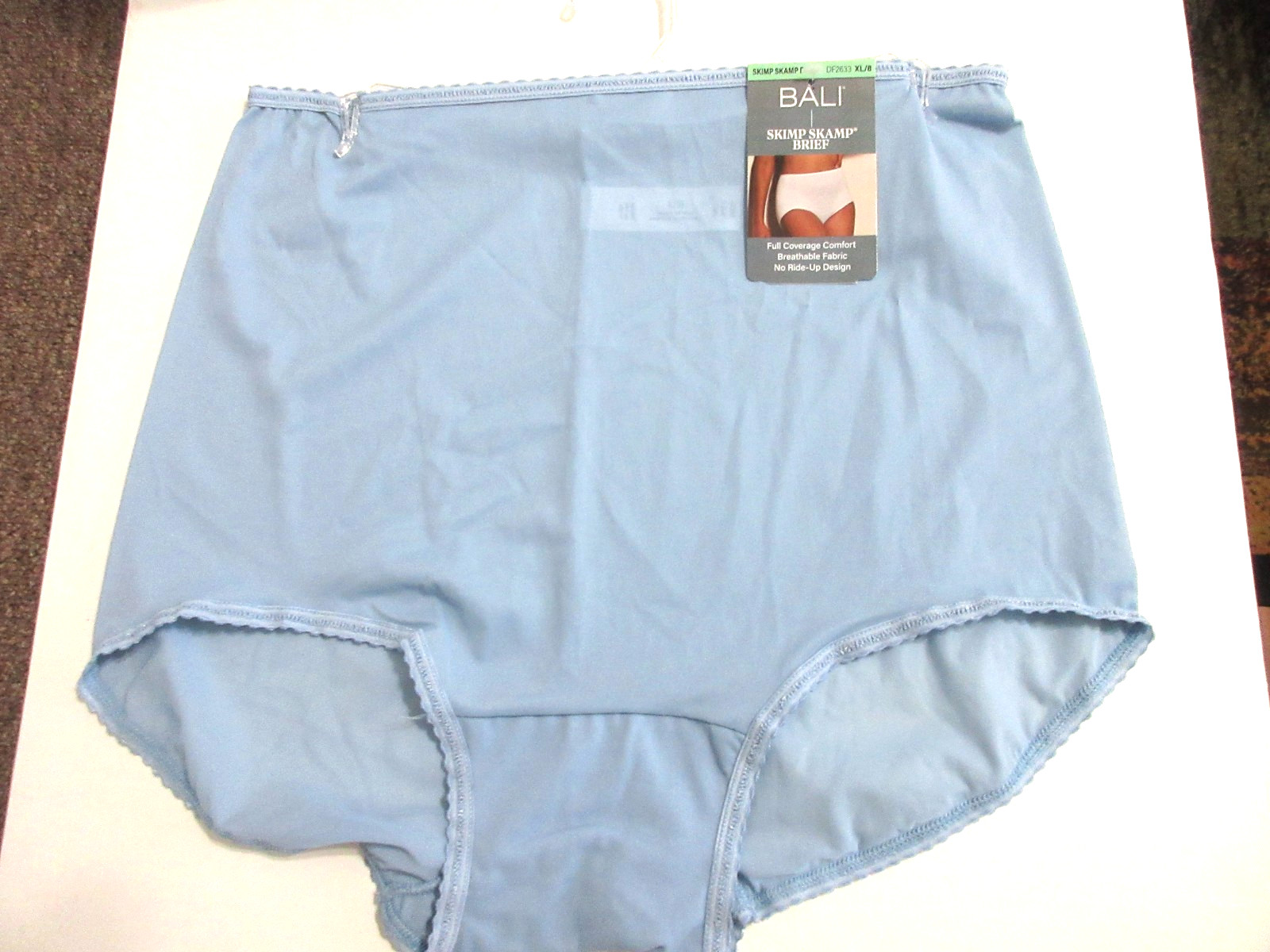 BALI Skimp Skamp Light blue Full-Cut BRIEF nylon semi sheer Size ~ 8/XL