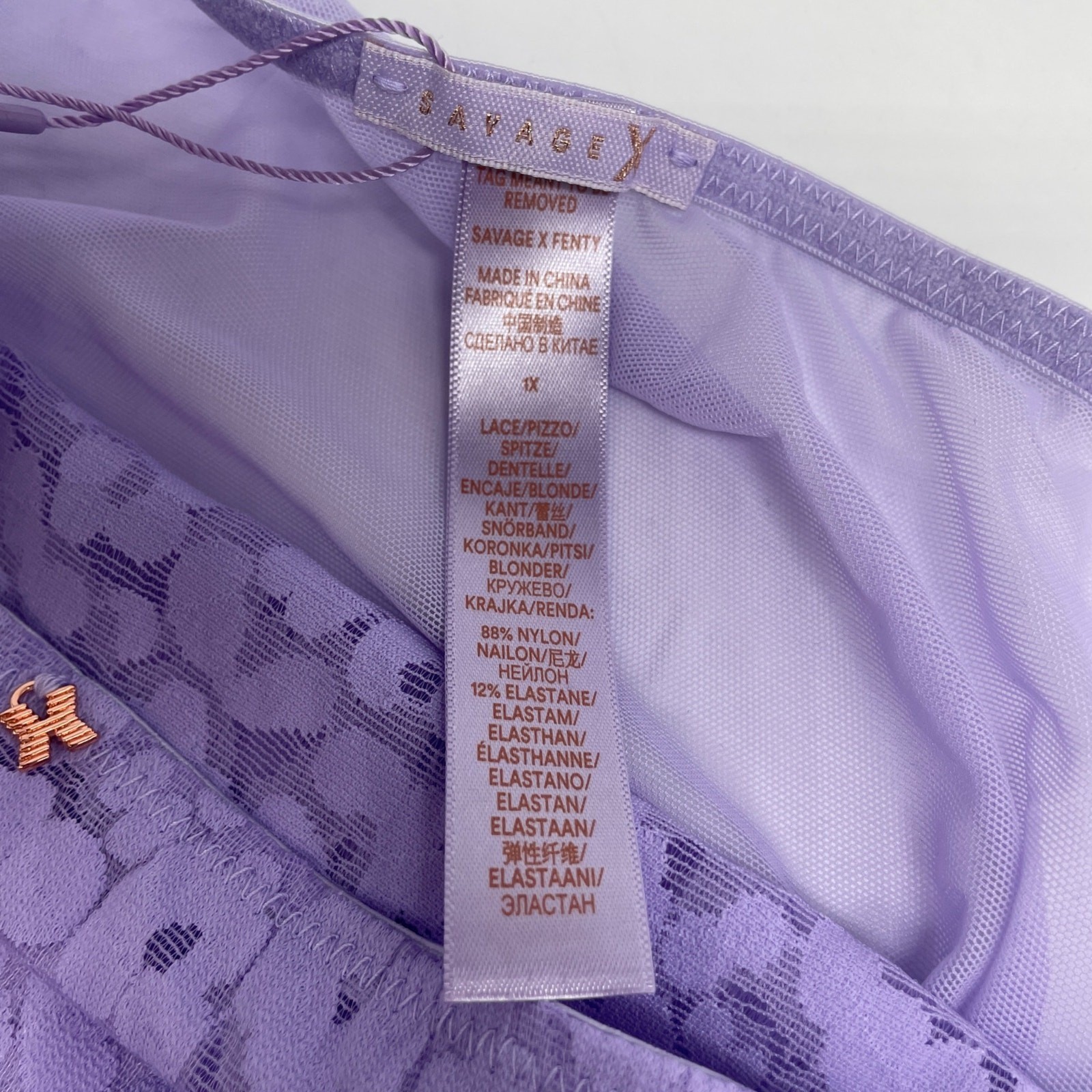Savage X Fenty Women’s Leopard Lace High Leg Bikini Underwear Purple Size 1X