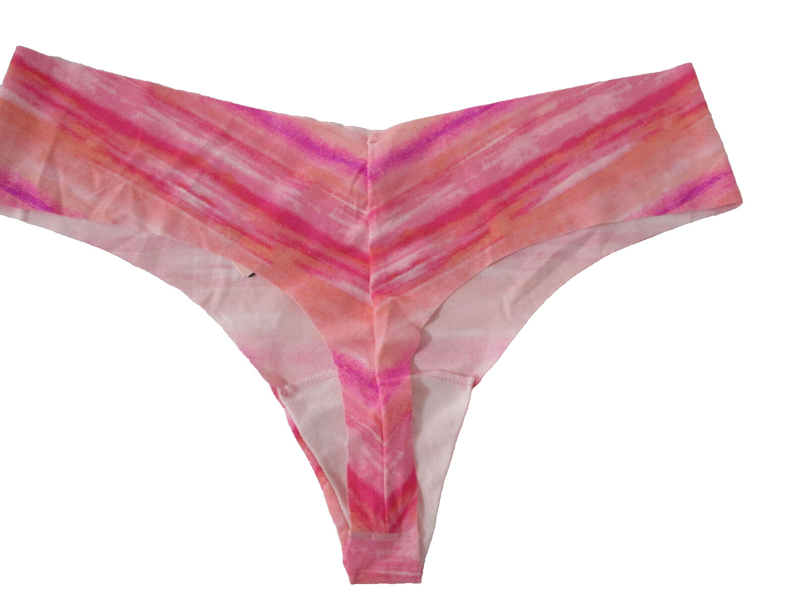 Victoria’s Secret Thong Pantie Size XL Sunrise Pink Brushstroke No Show Low Rise