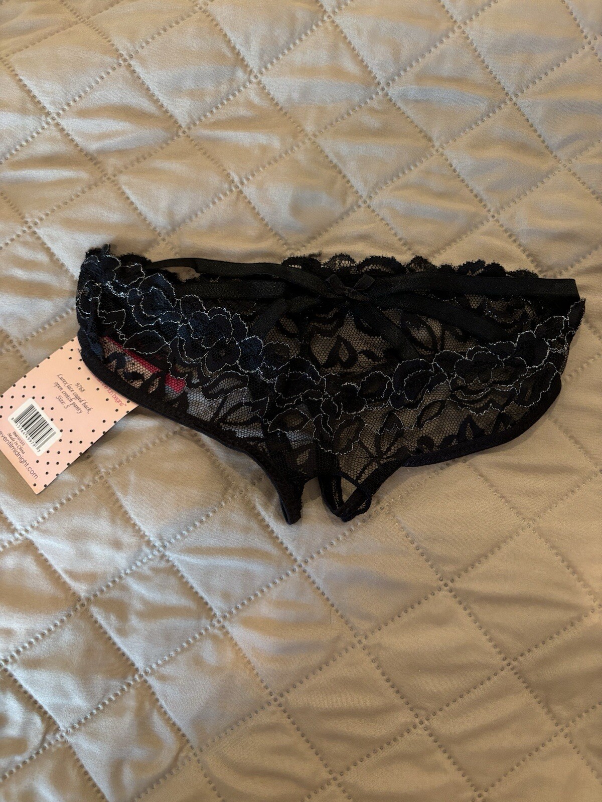 NWT Seven Till Midnight Lurex Lace Caged Back Open Crotch Panty S Style 9768