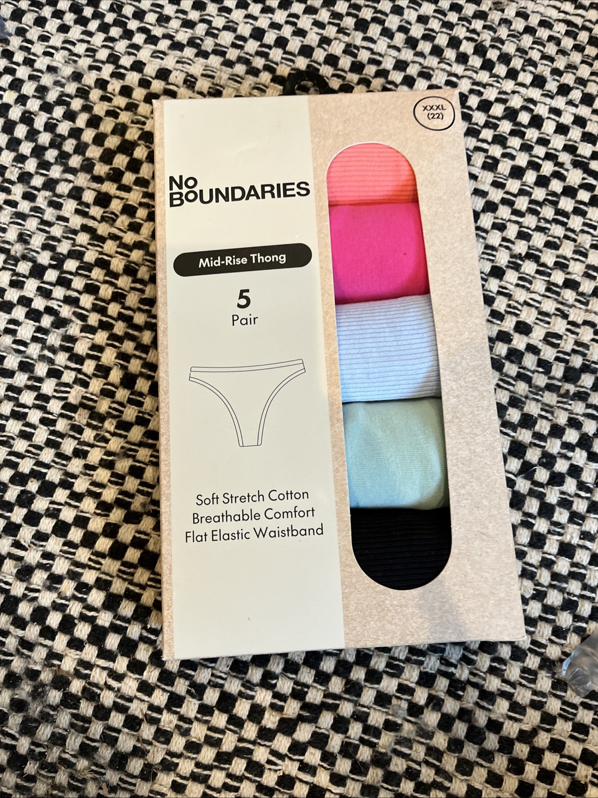 No Boundaries Mid-Rise Thong 5 pairs Size XXXL (22)