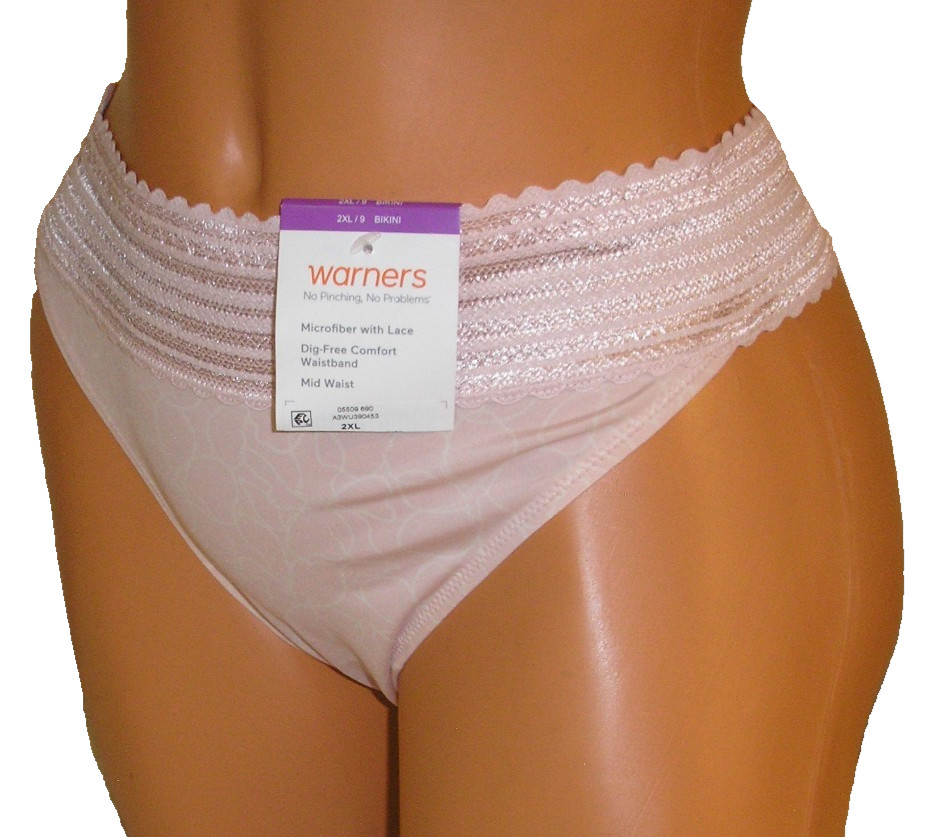 Panties Lingerie Warners No Pinch No Problem Pink Bikini Sz 9 2XL Adult Gift