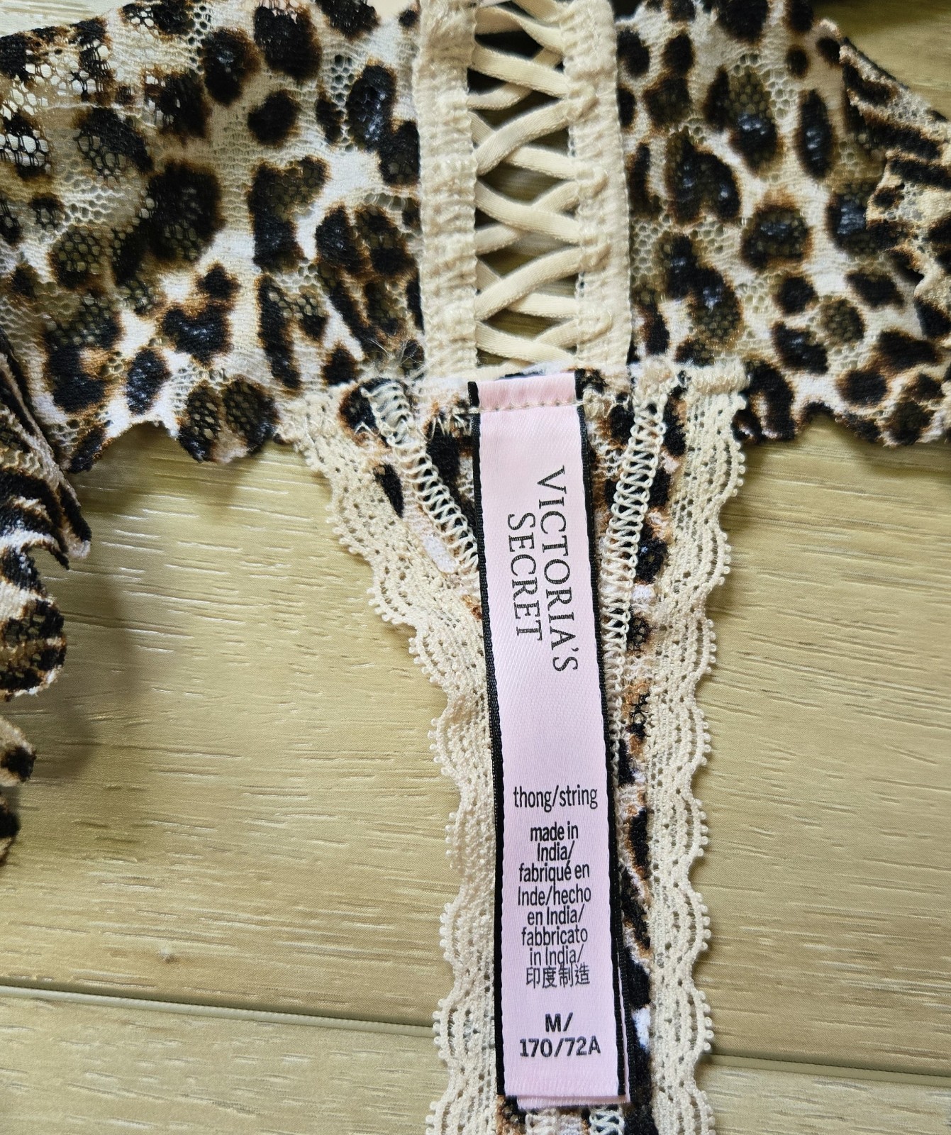 Victoria’s Secret Animal Leopard Sheer Lace Corset Thong String Panties M