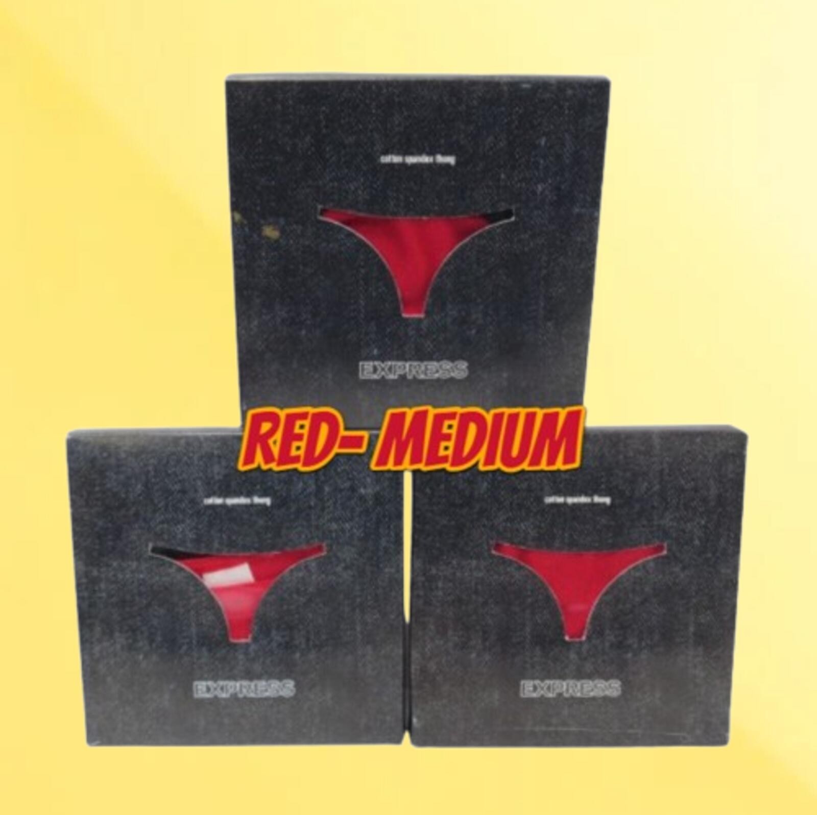 EXPRESS INTIMATES COTTON SPANDEX THONG PANTY RED SIZE MEDIUM BOXED LOT OF 3