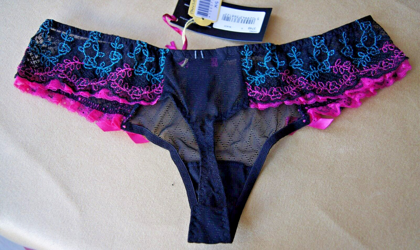 Masquerade by Panache Showtime CARNIVAL Black/Pink Hipster Thongs