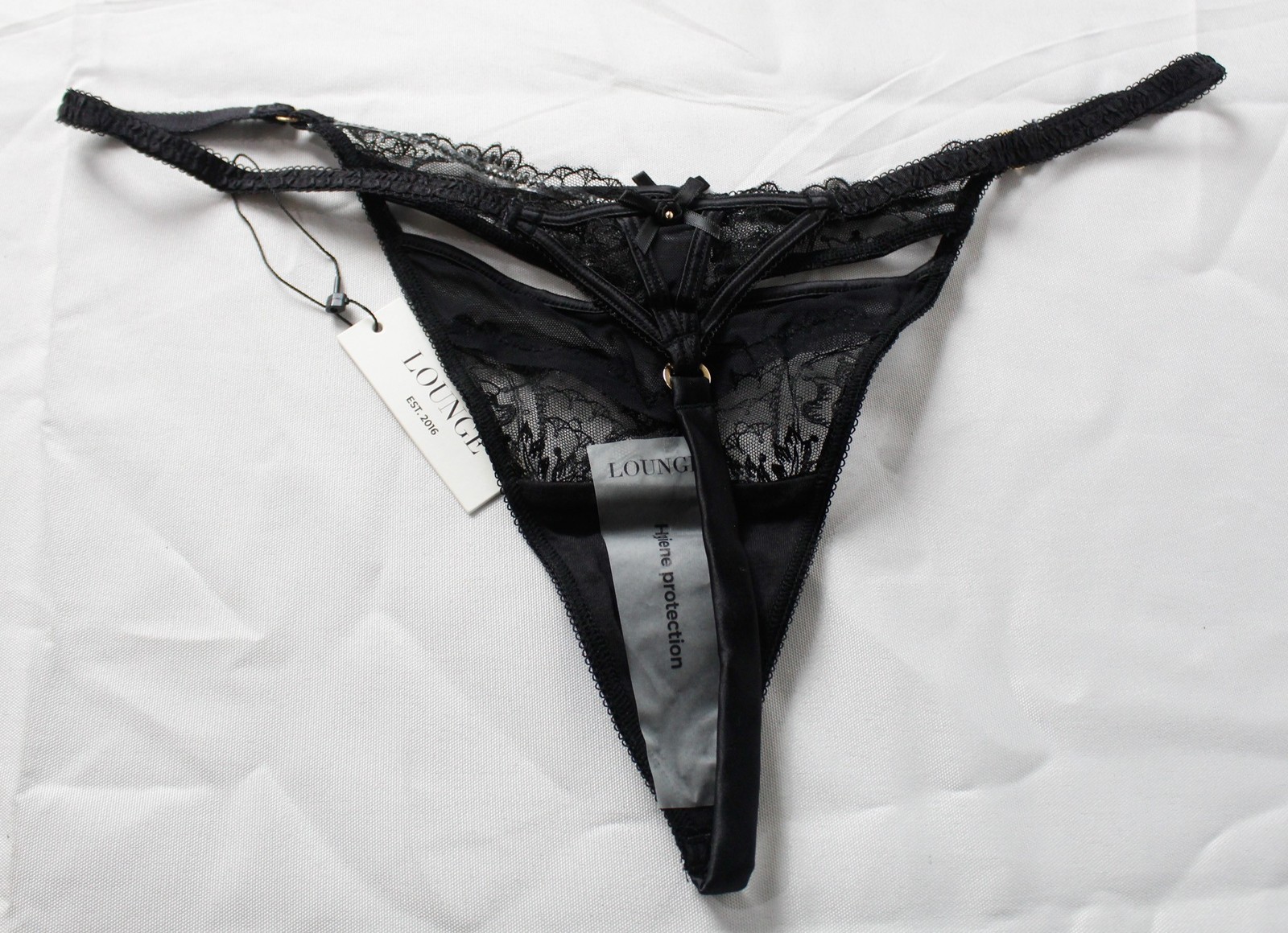 Lounge Women’s Lexi Mesh G-String Thong DH3 Black Large NWT
