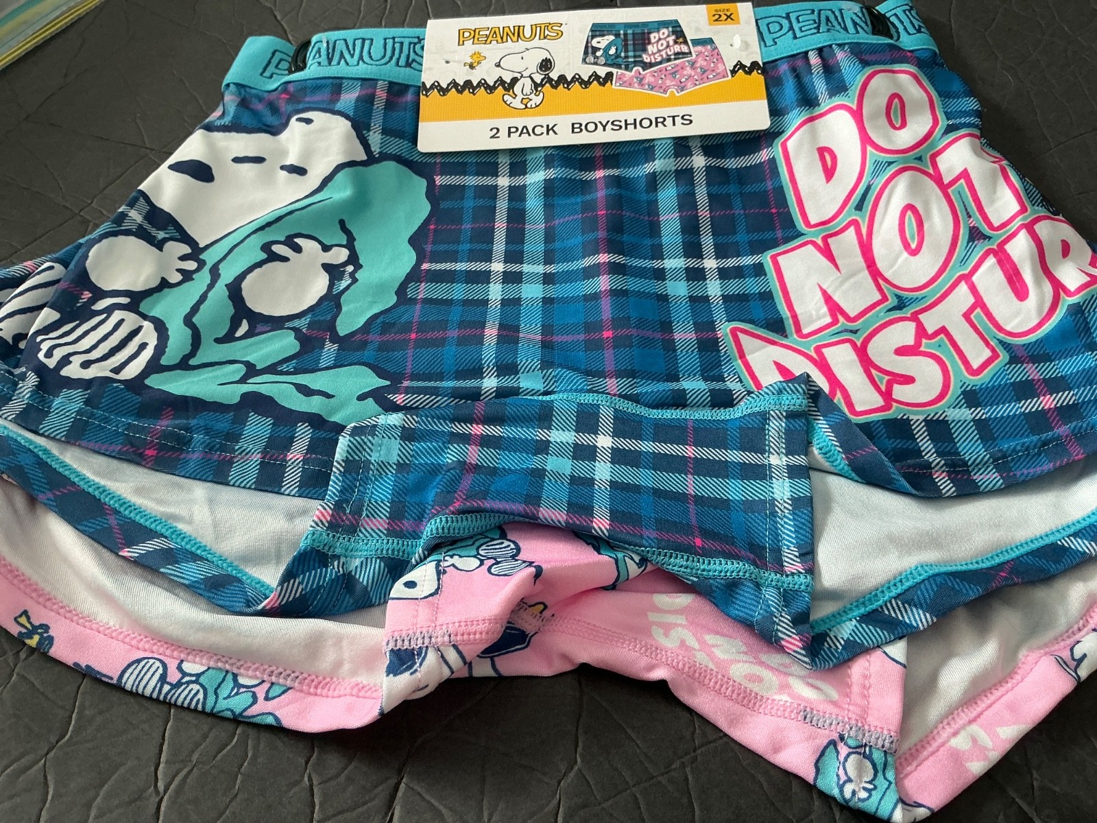 PEANUTS SNOOPY WOMENS 2 PACK BOY SHORTS UNDERWEAR Size 2X NWT Do Not Disturb