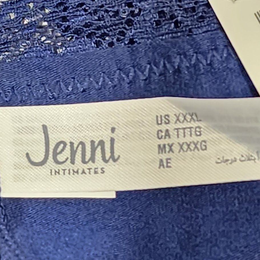 Jenni Intimates Hipster Underwear Panty Blue Navy Sea XXXL Cotton Blend 3 Pair