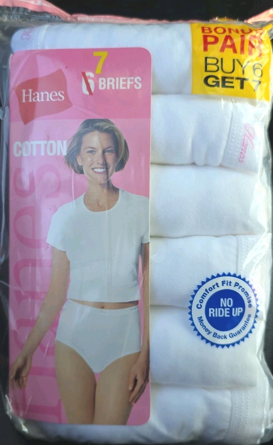 Vintage 2006 Hanes Cotton Brief Women’s Size 9 White Pack Of 7 Comfort NOS