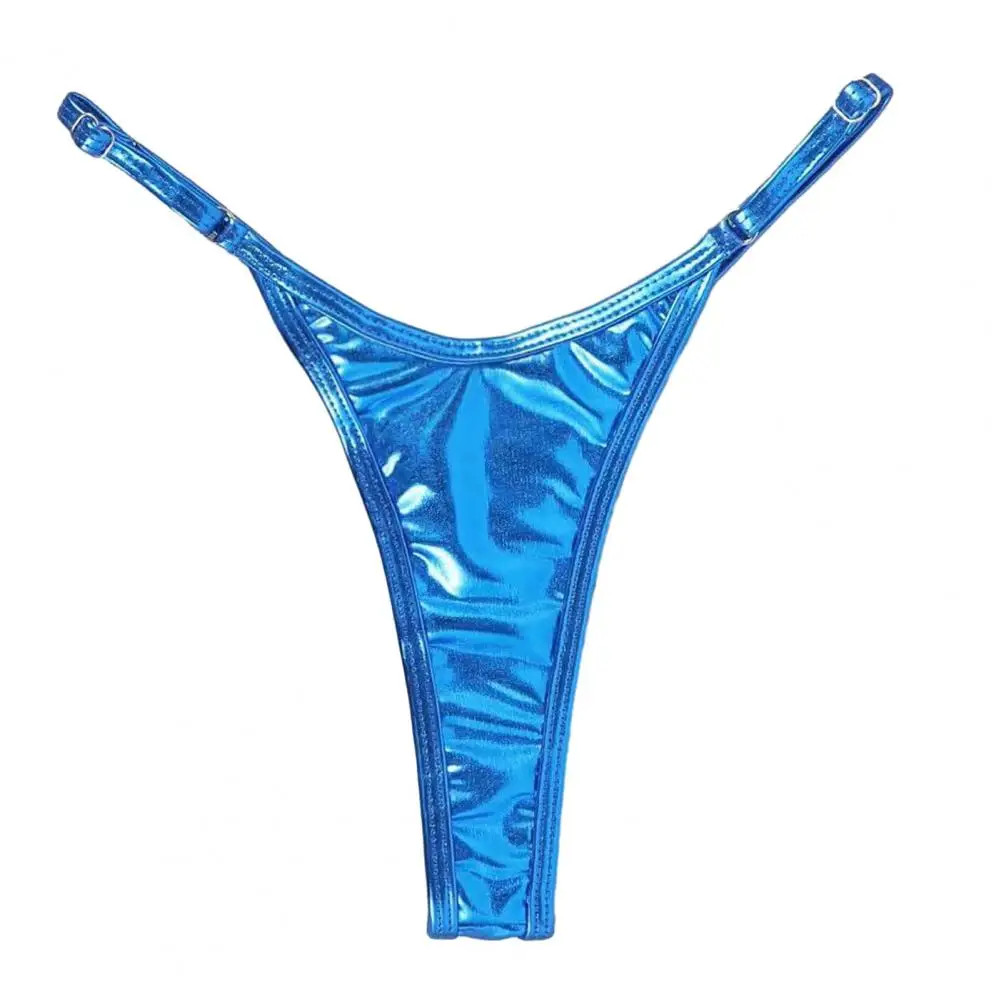 Glossy G String Panties Low Waist Adjustable Strap Thong Briefs Women Swim