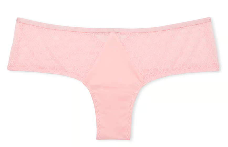 L Pink Blossom Satiny Insert LOGO Lace Very Sexy Cheeky Victorias Secret Panty