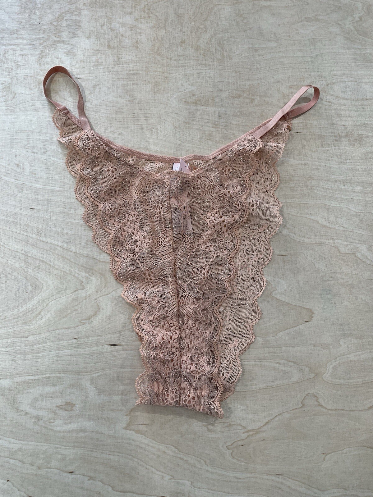 Victoria’s Secret Dream Angels high leg Metallic Lace Brazilian Slip Panty Sz XL