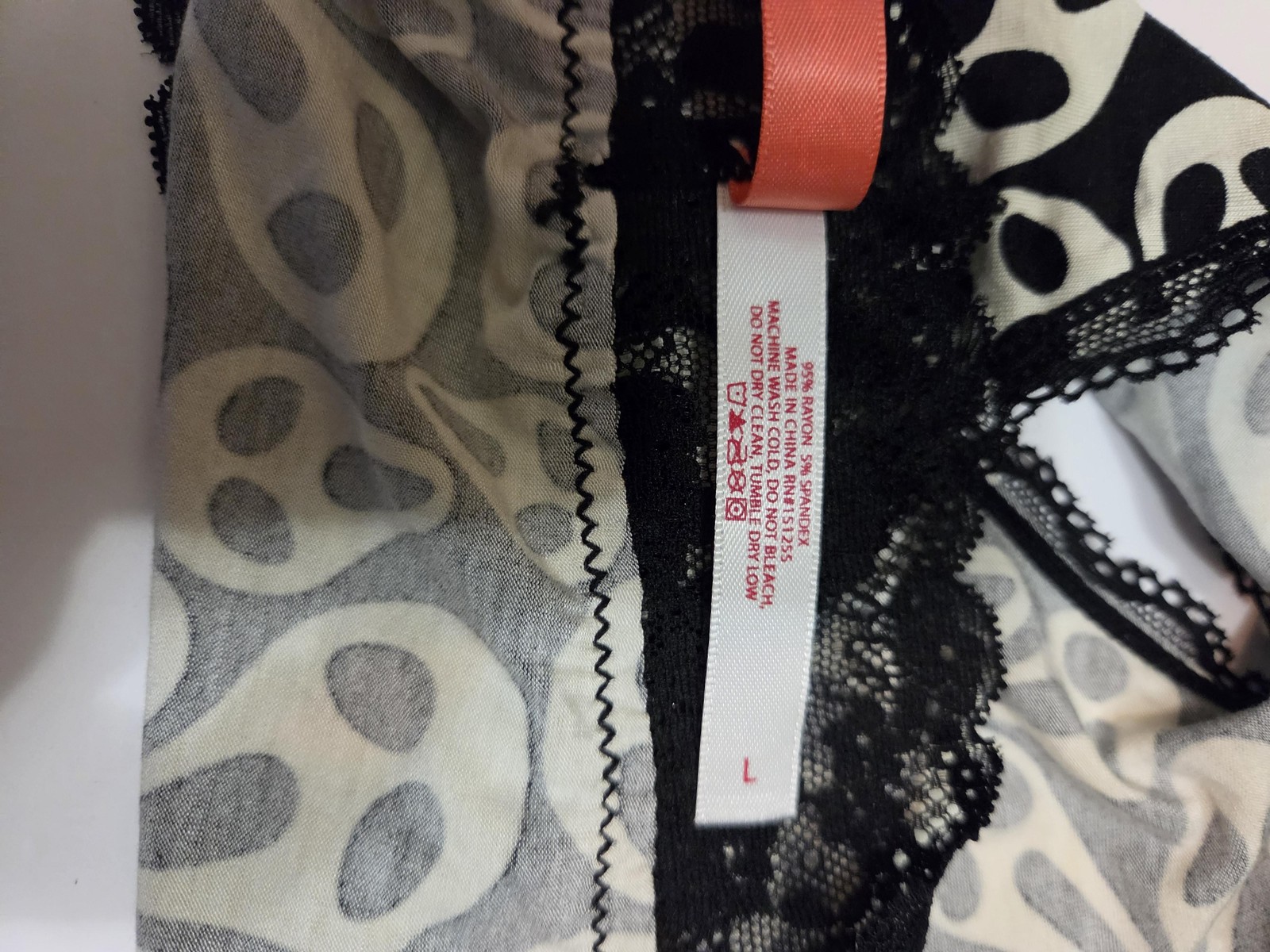 Splendies Panties Womens Large Black Ghost Print Lace Bikini Briefs Halloween