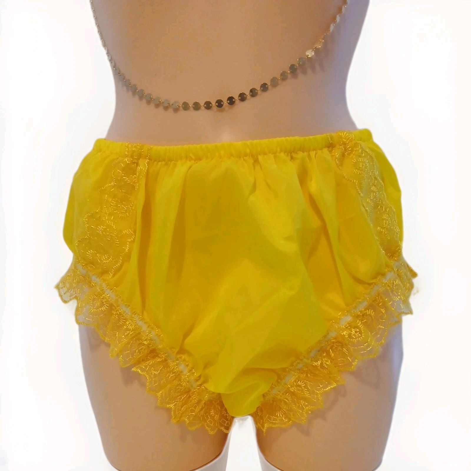 Yellow Nylon Knickers, Beautifully Handmade, Small to 3XL Unisex Briefs, Pantie