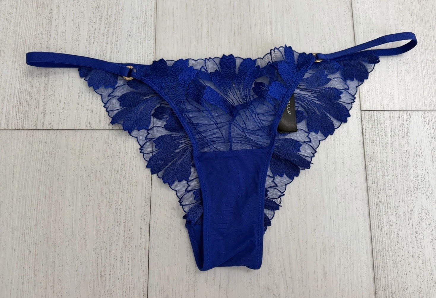Bluebella Cheeky Panties Sz L Royal Blue Floral Embroidered