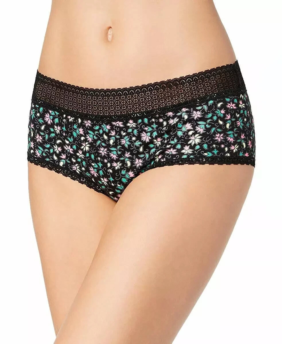 New Jenni by Jennifer Moore Women’s Lace-Waist Hipster, Black Multifloral, XXL