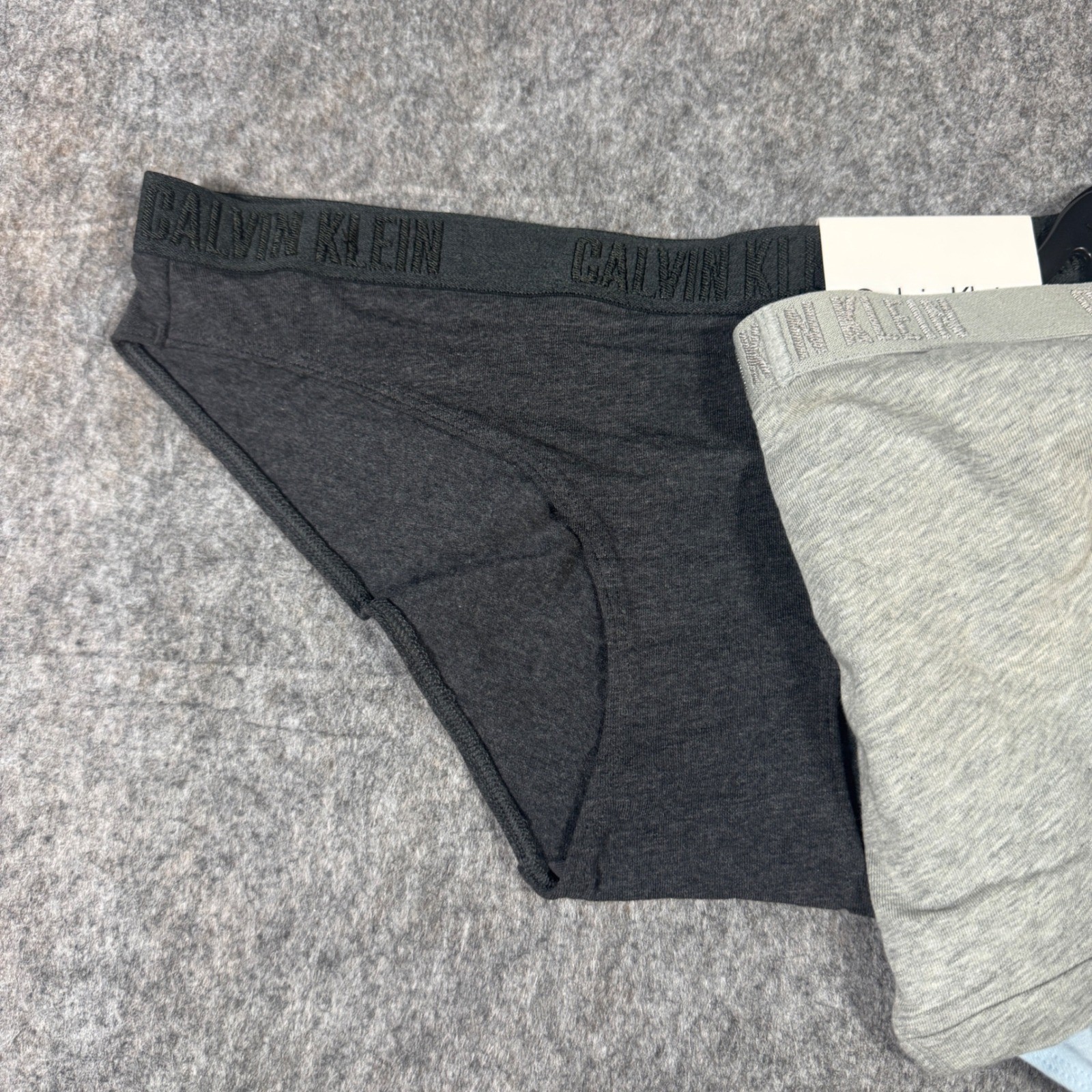 Calvin Klein Womens 3 Pack Cotton Stretch Bikini Panties Blue Gray Black M