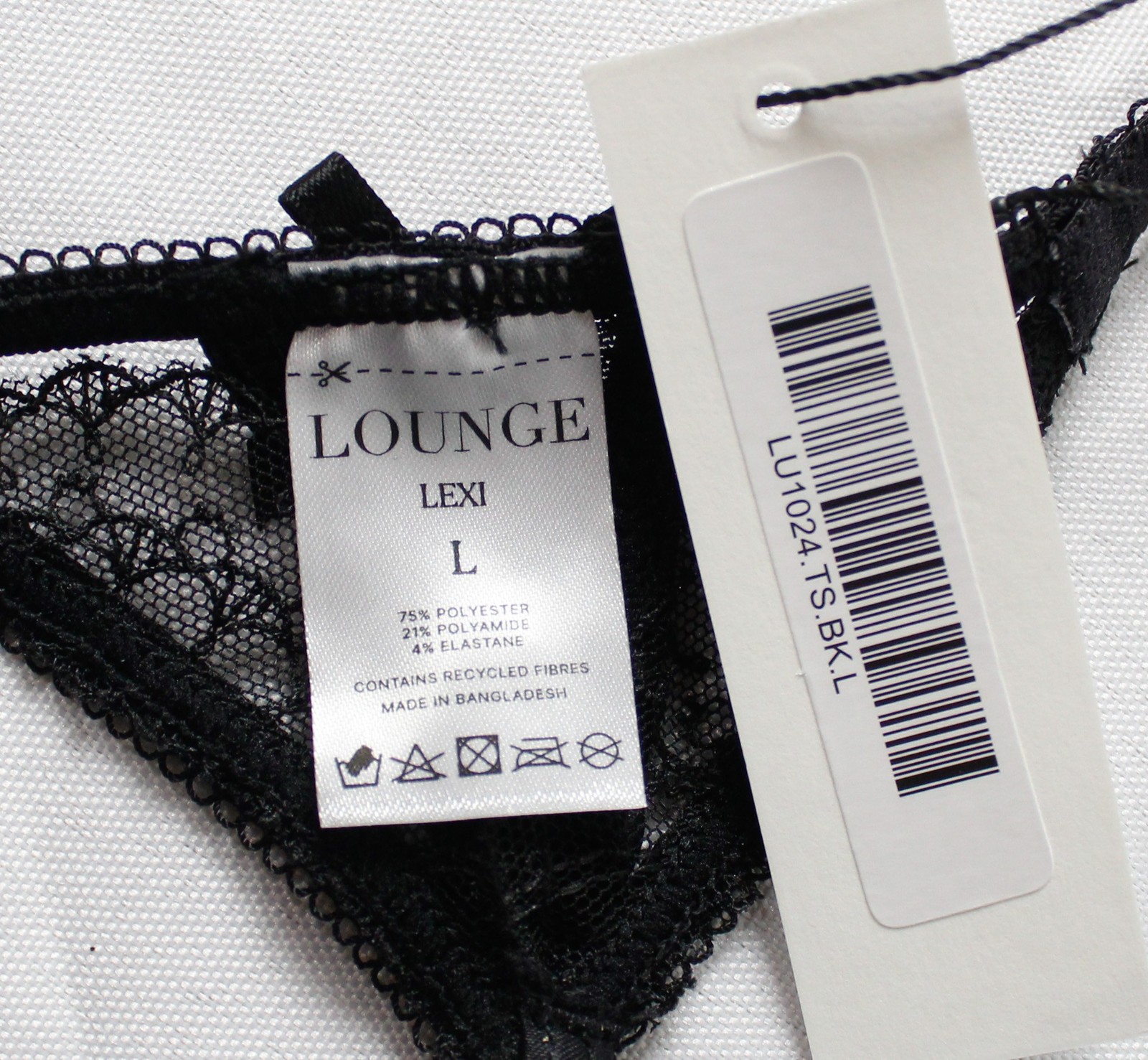 Lounge Women’s Lexi Mesh G-String Thong DH3 Black Large NWT
