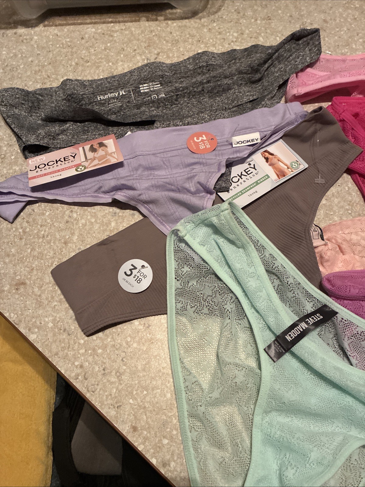 8 Pair Small Panties women Lot Hurley, Jockey, Madden SMALL NEW LOT