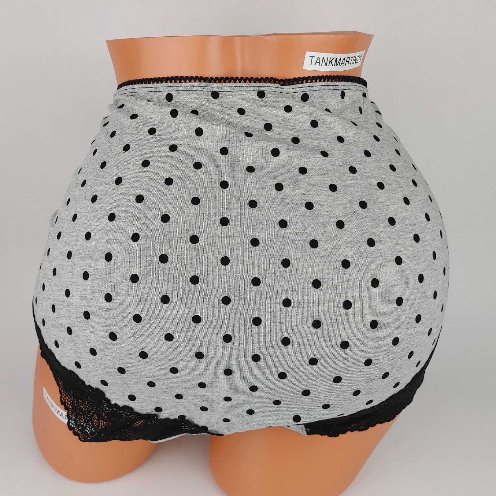 NWT LANE BRYANT CACIQUE 22/24 COTTON FULL BRIEF PANTY GRAY BLACK POLKA DOT PLUS
