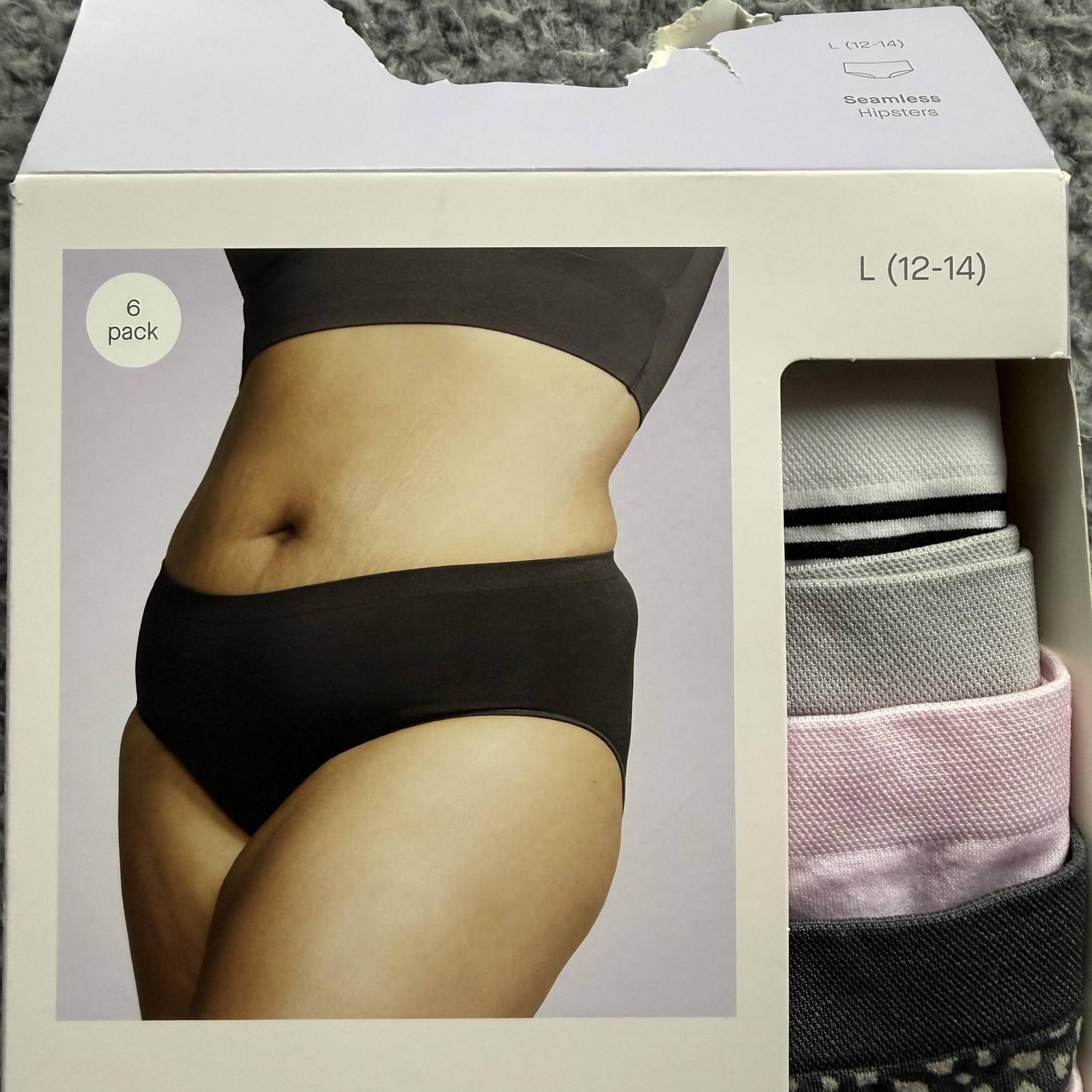 Auden Seamless Hipster Panties Womens L 12-14 Stretch 6 Pack Tagless Multicolor