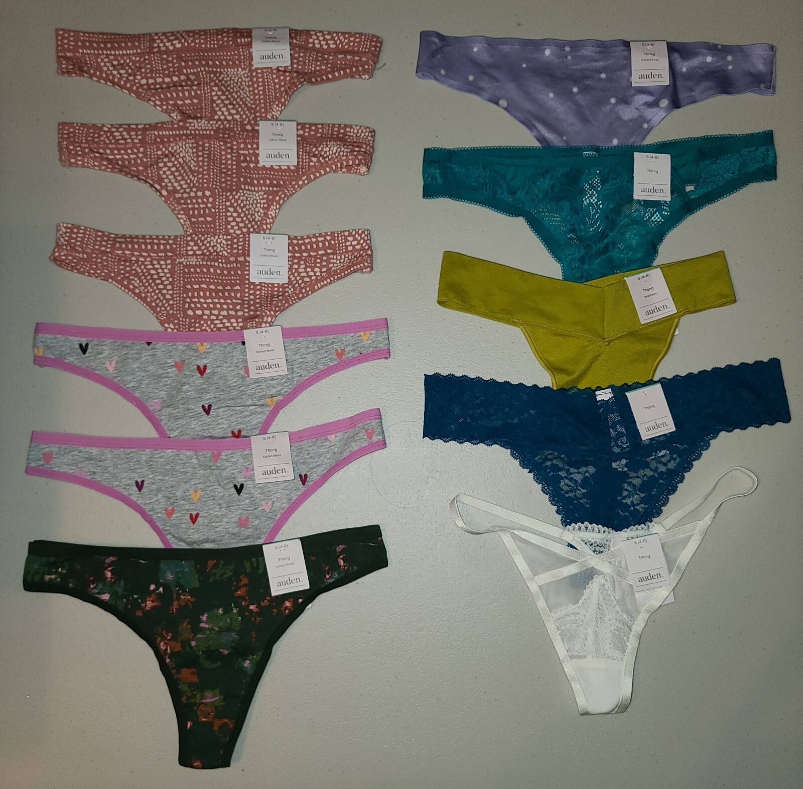 NEW LOT OF 11 PAIRS OF WOMENS AUDEN PANTIES SIZE S 4-6 THONGS #5
