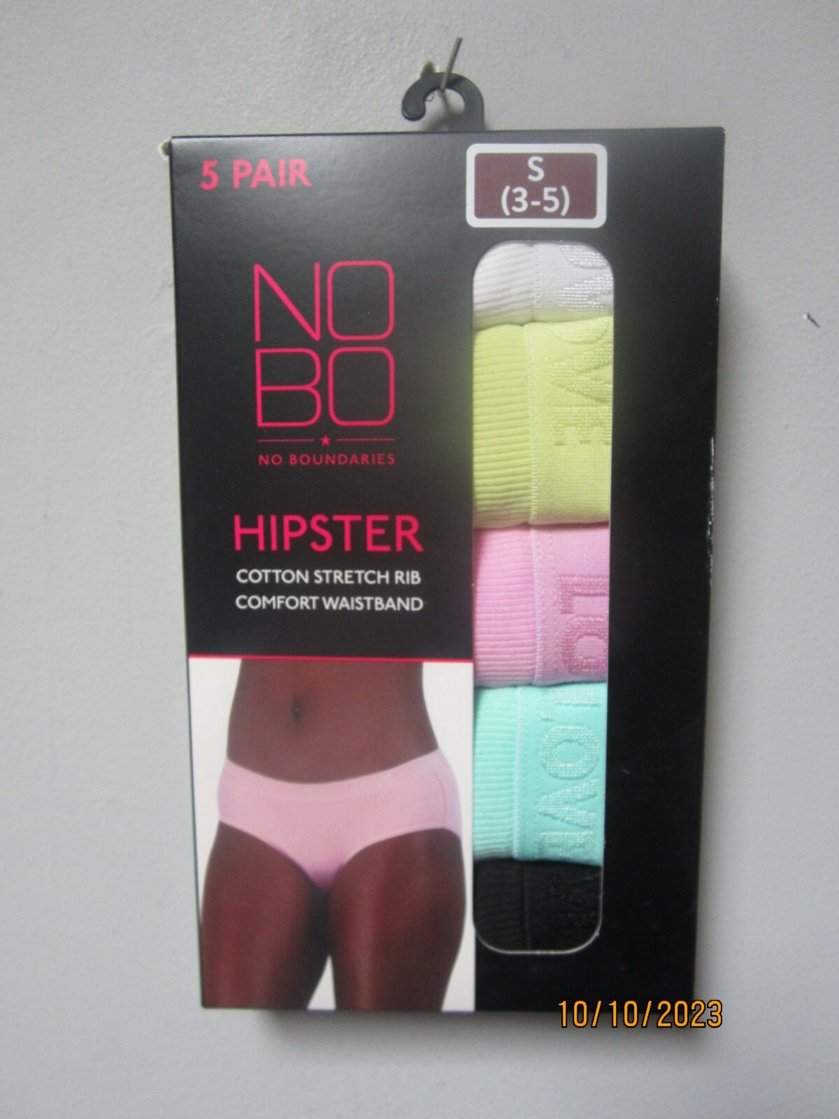 No Boundaries Women 5-Pr Cotton Stretch Rib Solid Hipster Underwear Size S (3-5)