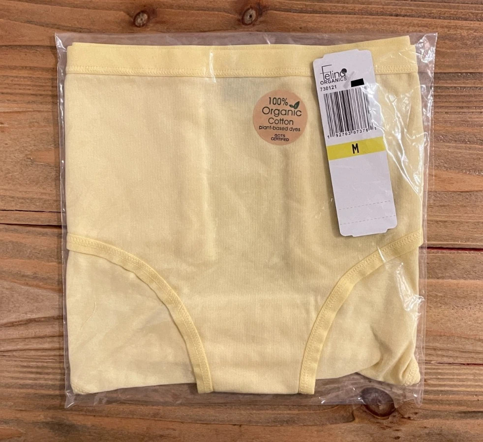 Felina Organic Cotton Stretch Hipster Pantie, NIB, Yellow, Tan