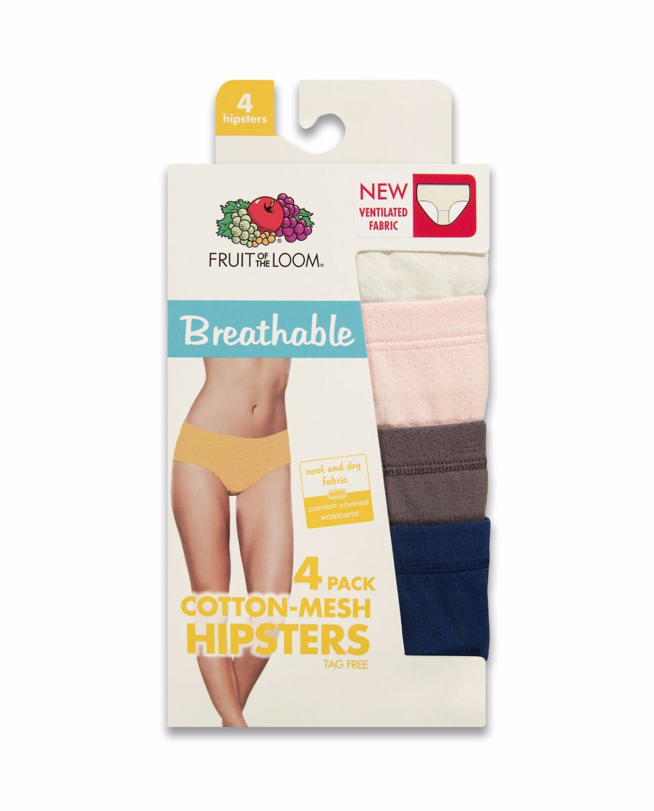Fruit of the Loom® Women’s Breathable Cotton-Mesh Hipsters, 4-Pack “Cool & Dry”