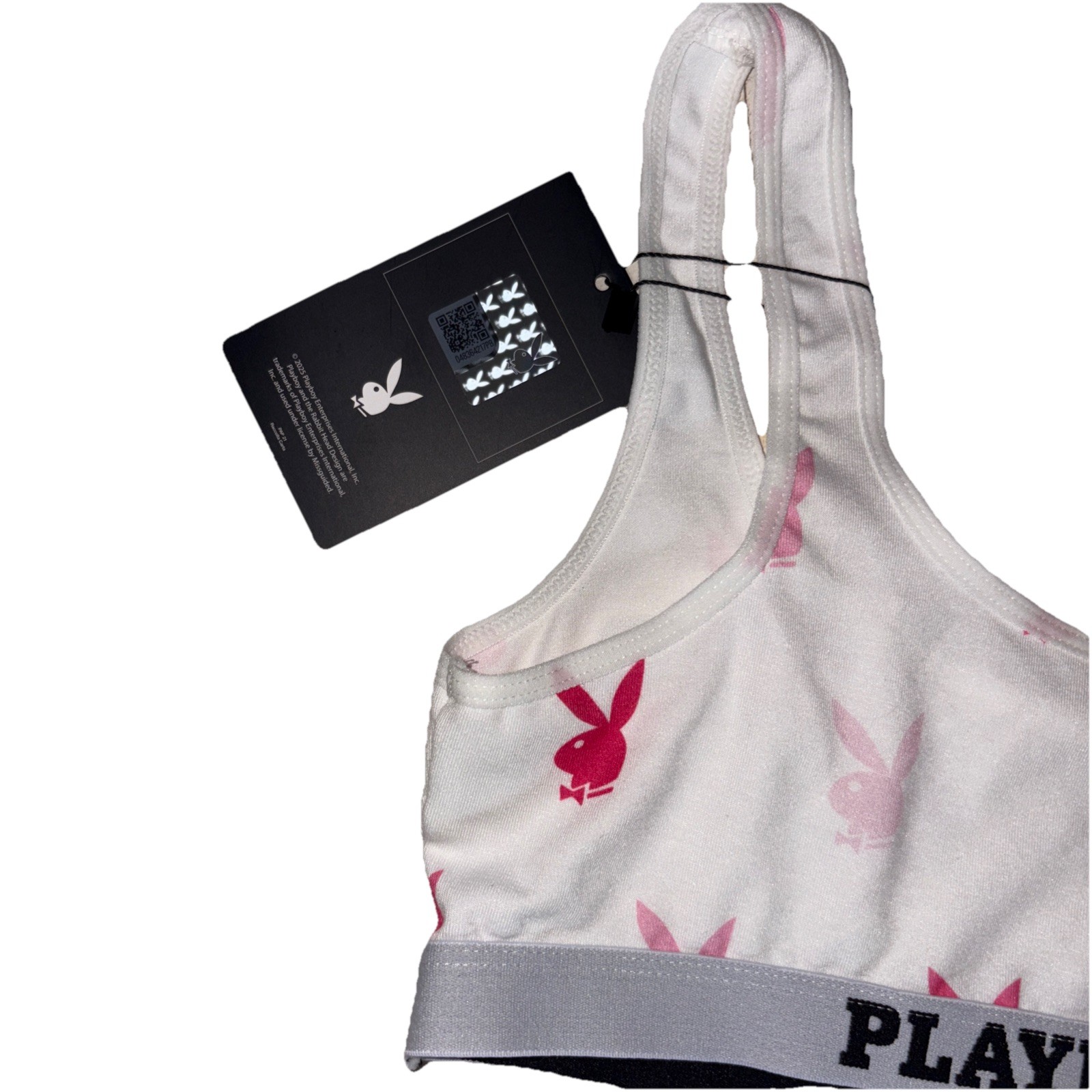 Playboy Sz XS Set Boy Leg Pants And Crop White Pink Playboy Bunny Bnwt