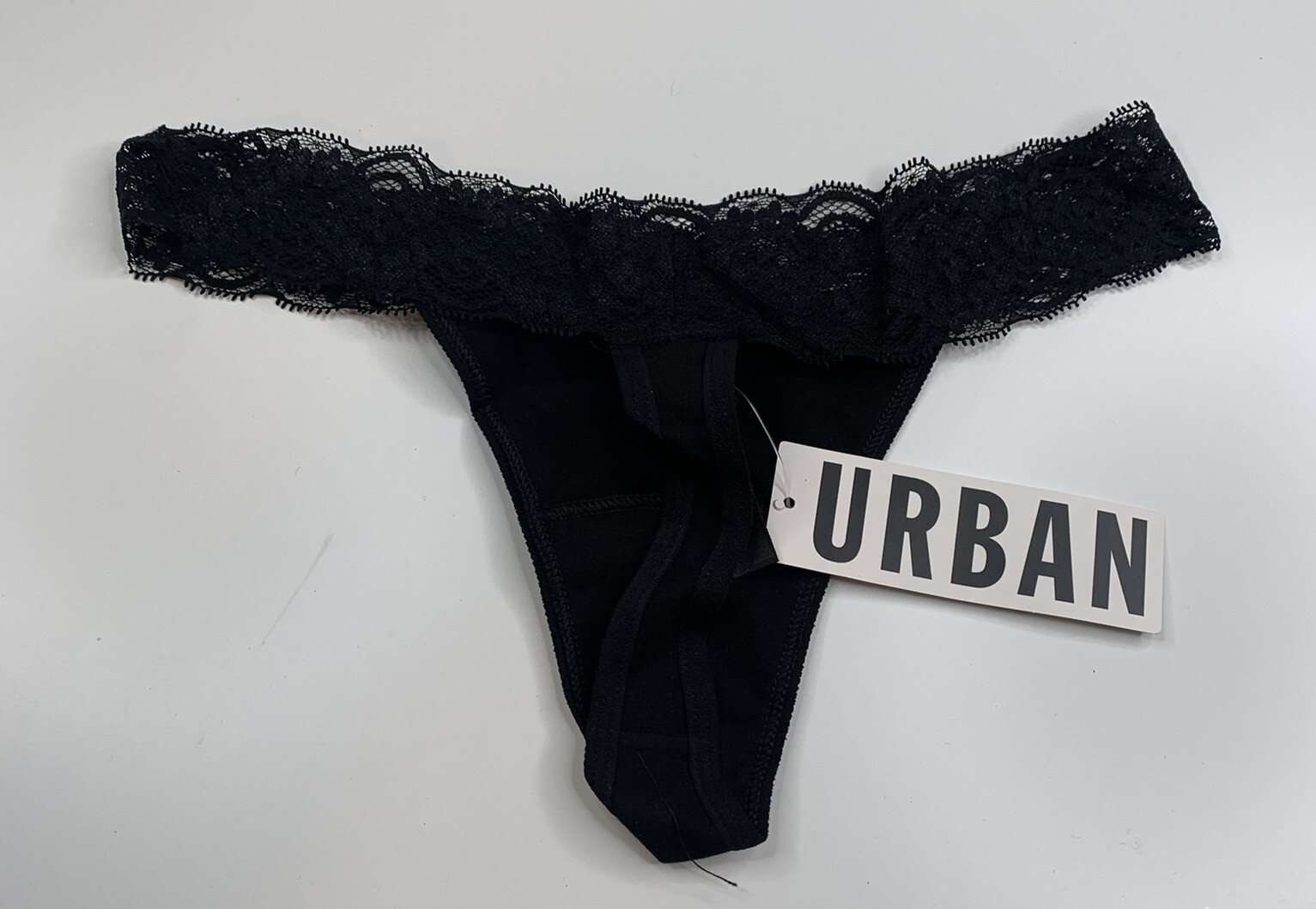 Urban Outfitters NWT black Orange lace thong cotton panties size small SF12