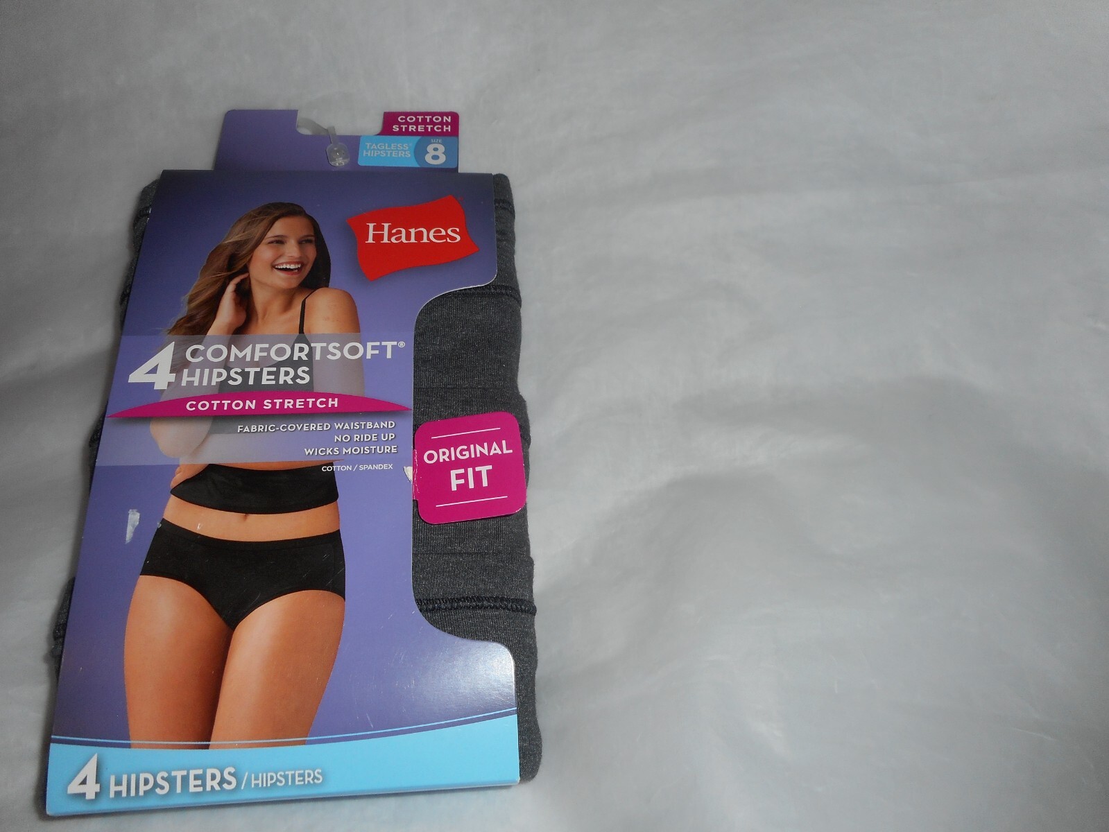 Hanes 4 Pack Comfortsoft Black Hipster Cotton Stretch Panty Size8/ XtraLarge