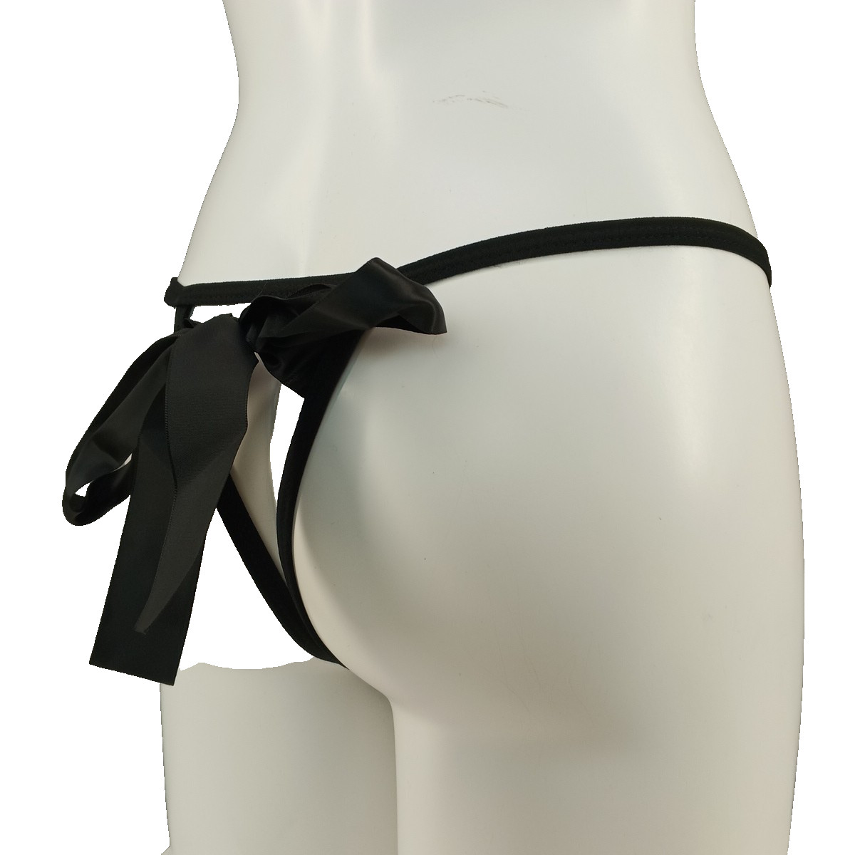 NWOT SHEIN Satin Bowtie Thong Panty MEDIUM(8-10) Black