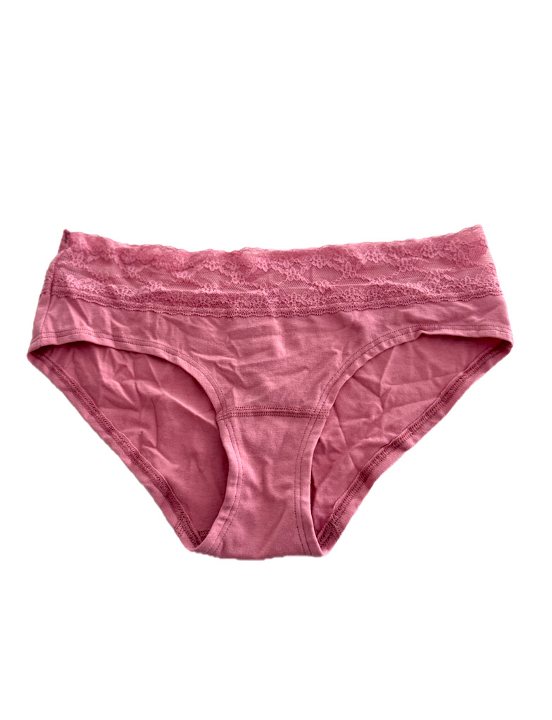 Victoria’s Secret Lace-Trim Cotton Hiphugger Panty Dusty Rose