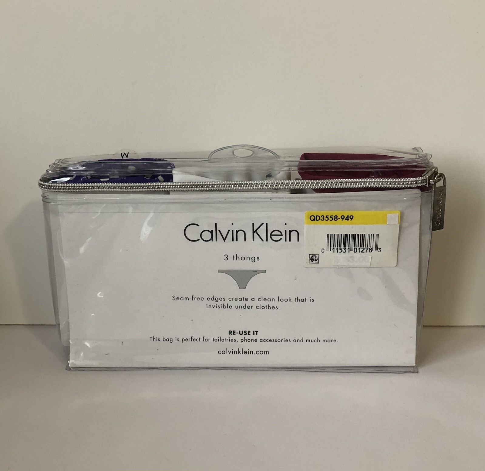 CALVIN KLIEN Women’s Invisible 3-Pk. Thongs Underwear Size L