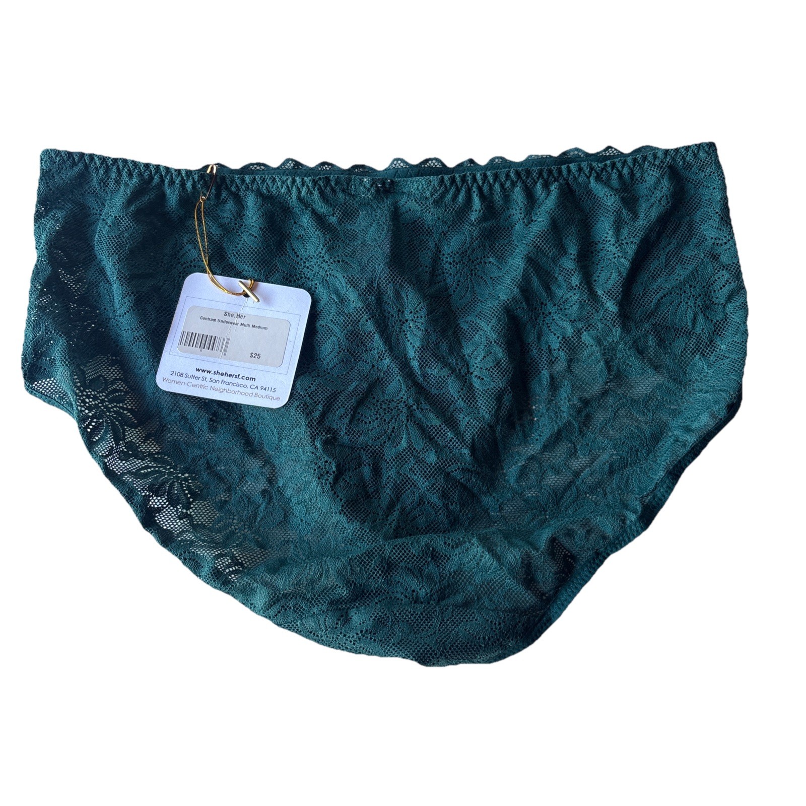 Wacoal Lace Hi-Cut Brief Stretch Lace Panty Dark Teal Size Medium NWT