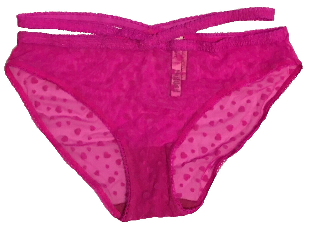 Victoria’s Secret Pink Heartbreaker Bikini Panty Size L Bali Orchid Hearts NWT