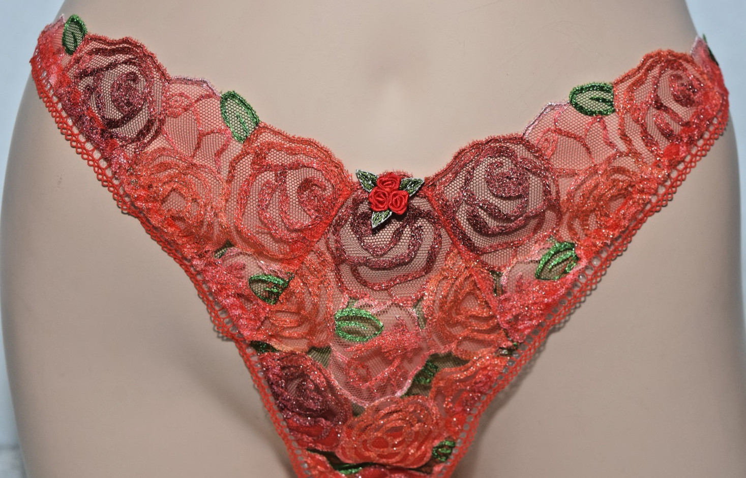 NWT for Love & Lemons Victoria’s Secret Red Embroidery Thong Panty Xl Xlarge
