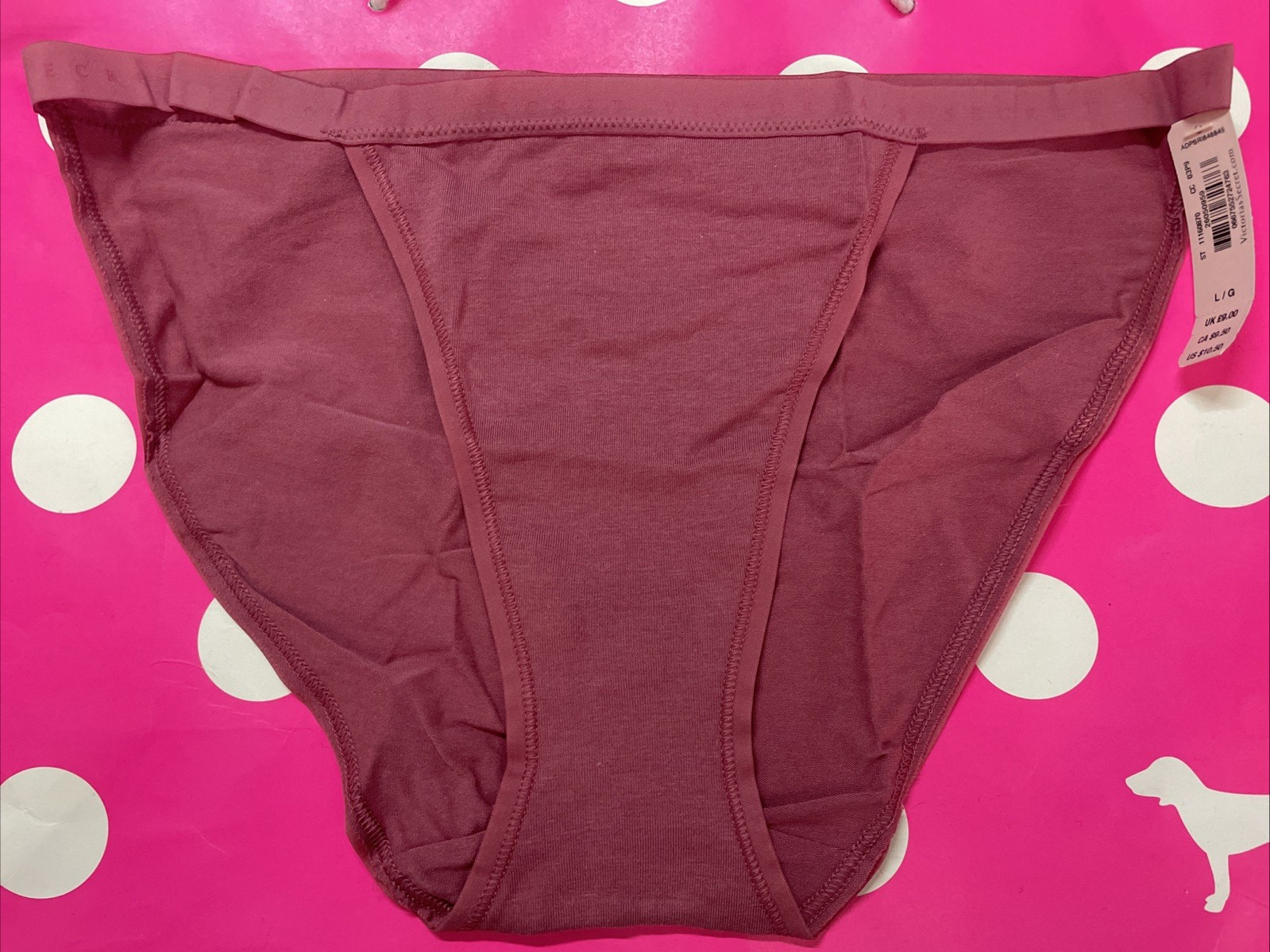 NEW 2021 Victoria’s Secret Signature Cotton String Bikini Panties L Solid Rose