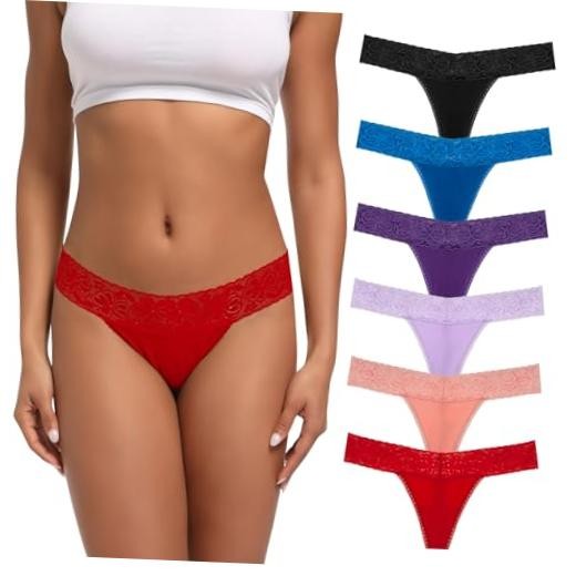 Lace Thongs for XX-Large Black*1 Purple*1 Blue*1 Light Purple*1 Pink*1 Red*1