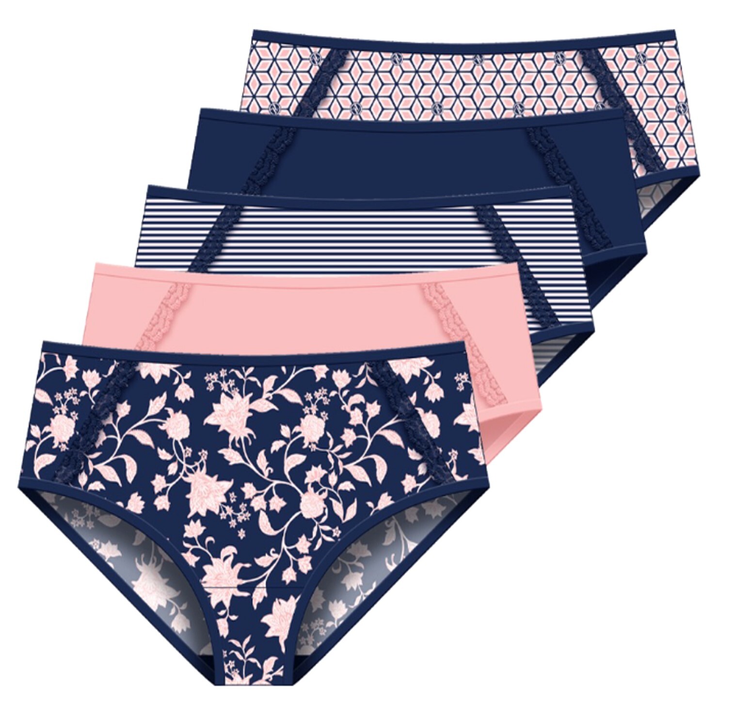 Adrienne Vittadini (Delta Burke Brands) Women’s Microfiber Brief Panties, 5-Pair