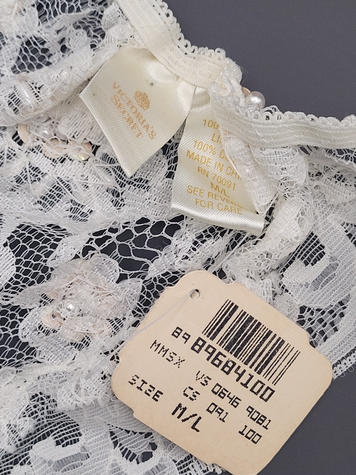 Vtg M/L Victoria’s Secret 80’s 90’s T-String / Thong Panties String Beaded Ivory