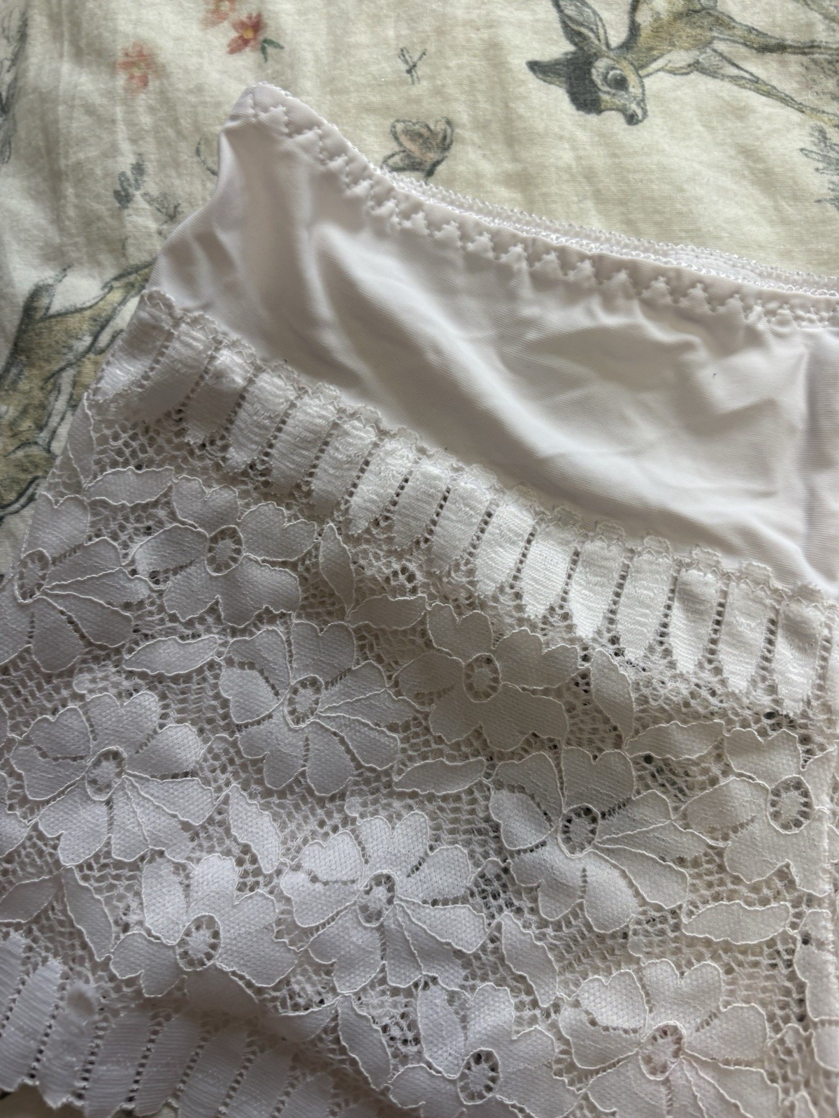 White Floral Lace Mini Stretchy Boyshort Shorts Panties With Small Bow Detail L