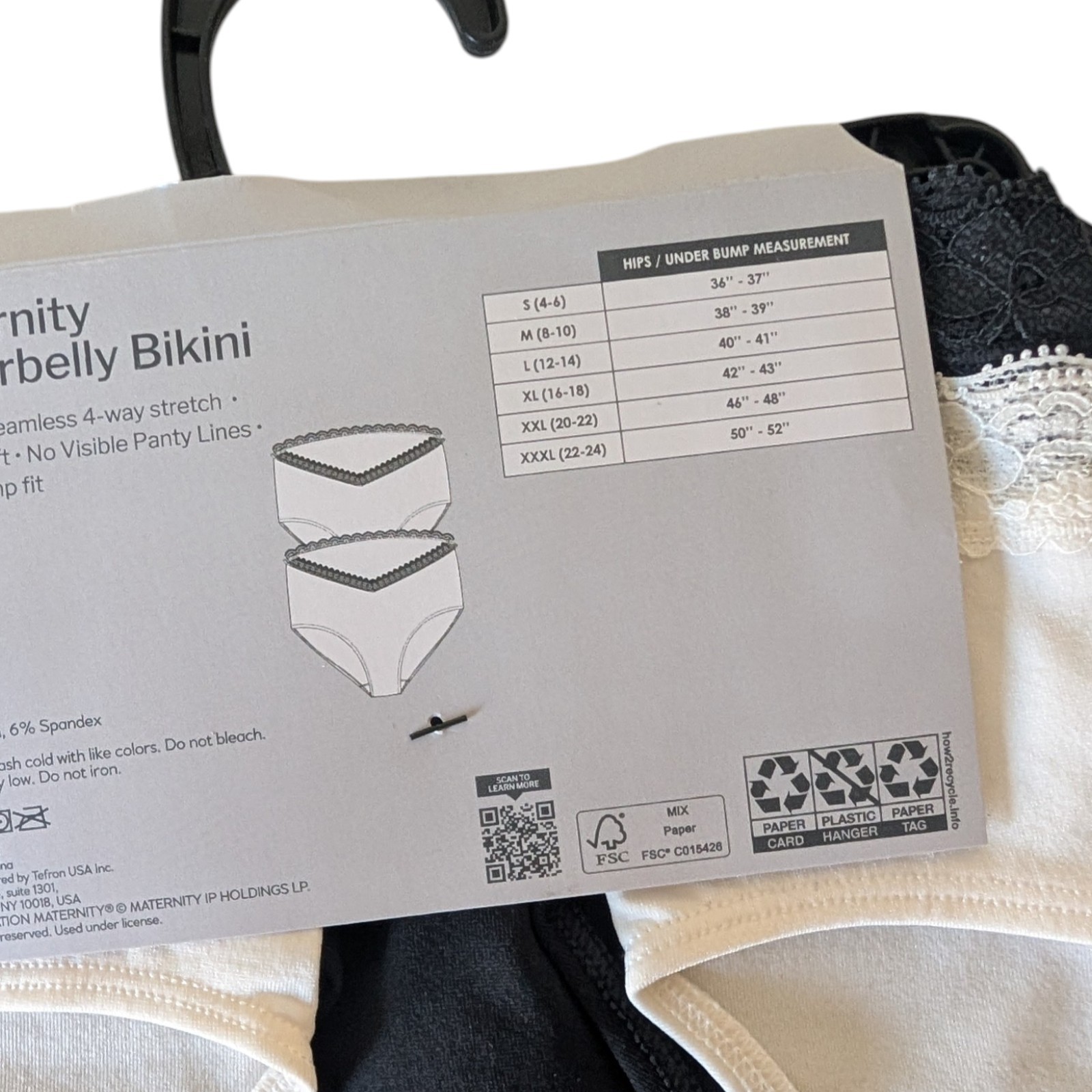 2 Pks Destination Maternity Panty Size XXL Cooling Seamless Under Belly Bikini