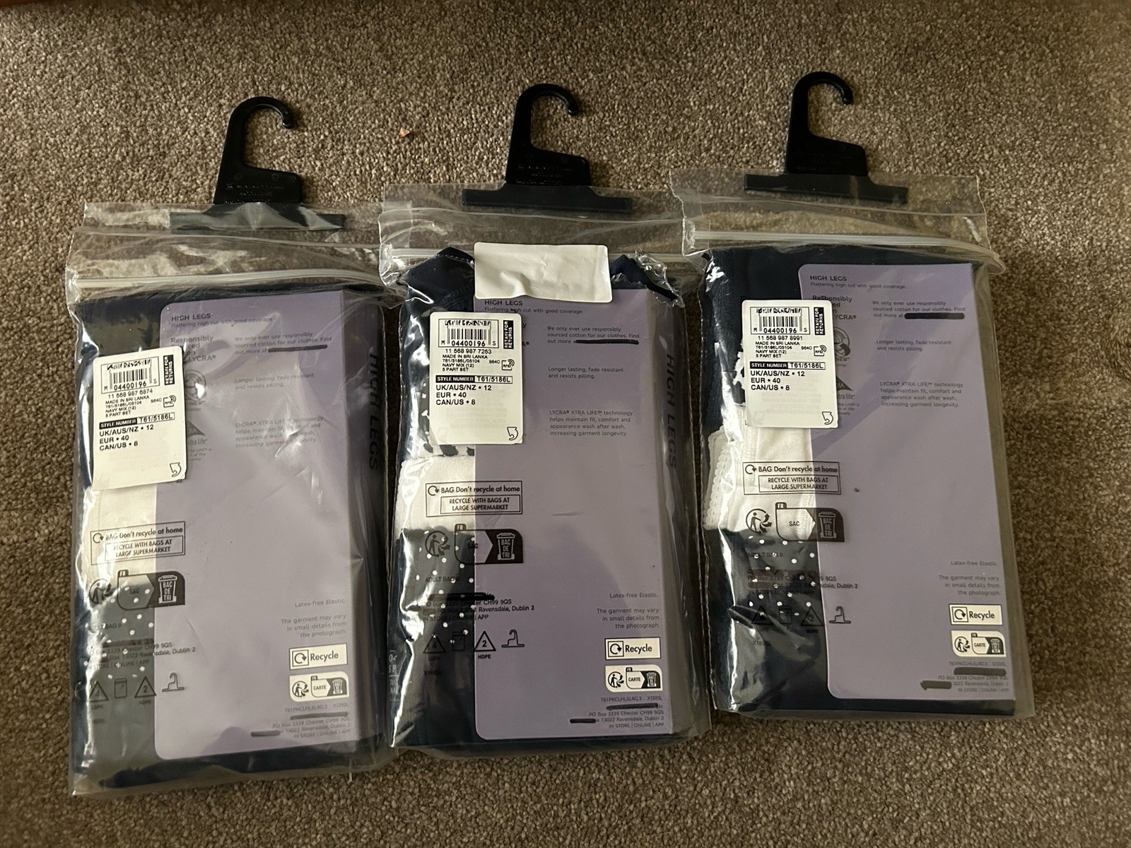 Ex Marks & Spencer Cotton Lycra High Leg Briefs Knickers 2 x 5 Pack Size 8 BNWT