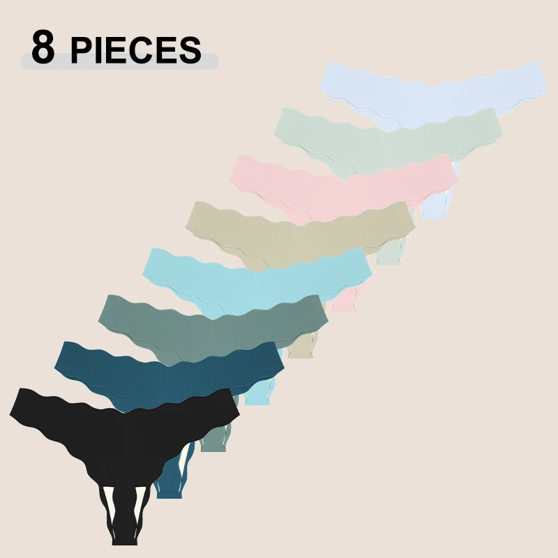 Seamless Thong Panties Low Rise Women’s Soft Stretch Breathable Underwear 8 Pcs